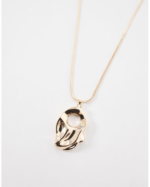 ASOS Black Long Snake Chain Necklace With Molten Pendant
