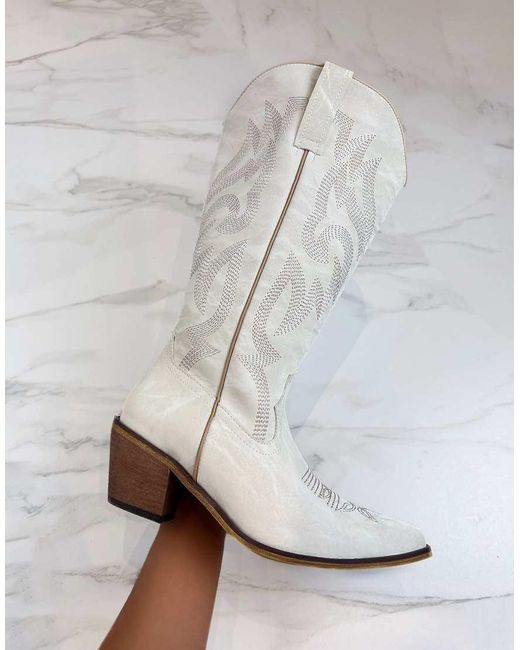 GIA STUDIOS White Cowboy Western Boots
