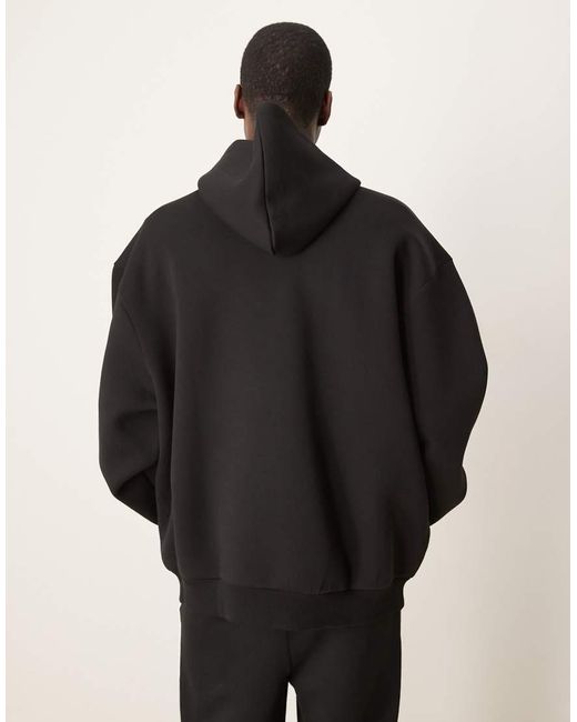 ASOS Oversized Rechte Hoodie Van Zware Scubastof in het Black voor heren