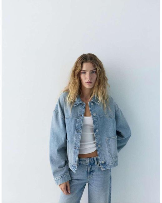 Camicia Pallido Squadrata di Pull&Bear in Blue
