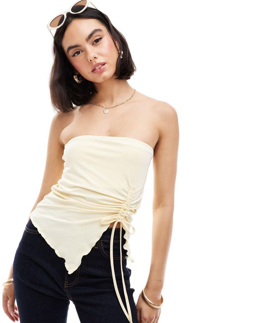 ASOS White Ruched Bandeau Top