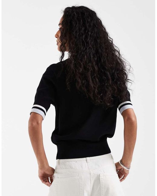Fred Perry Black Bold Tipped Knitted Polo Shirt