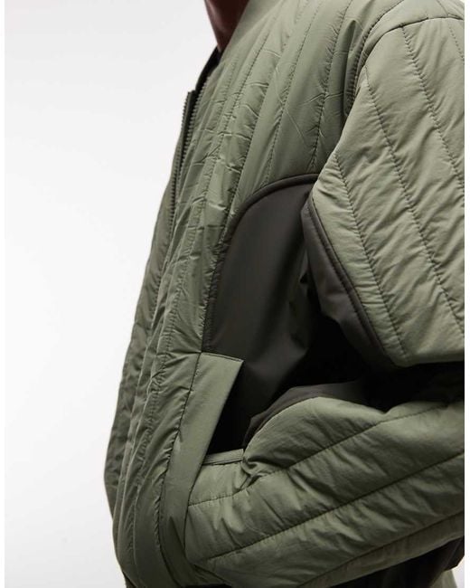 Rains Green 20930 Koya Co-ord Water Repellent Quilted Tonal Bomber Jacket for men