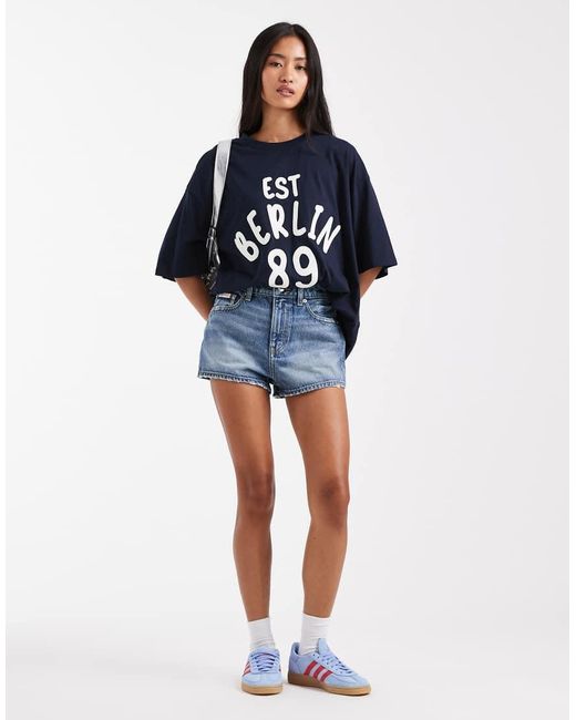 Calvin Klein Blue Distressed Denim Hot Pants