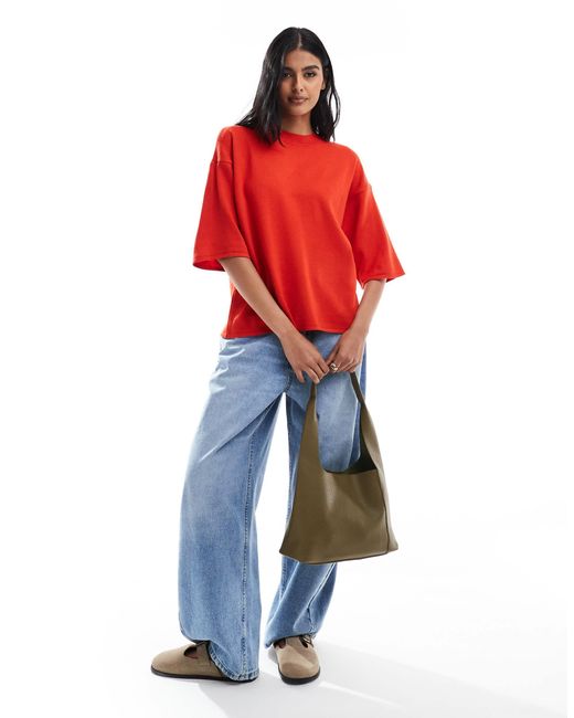 ASOS Red Knitted Structu T Shirt