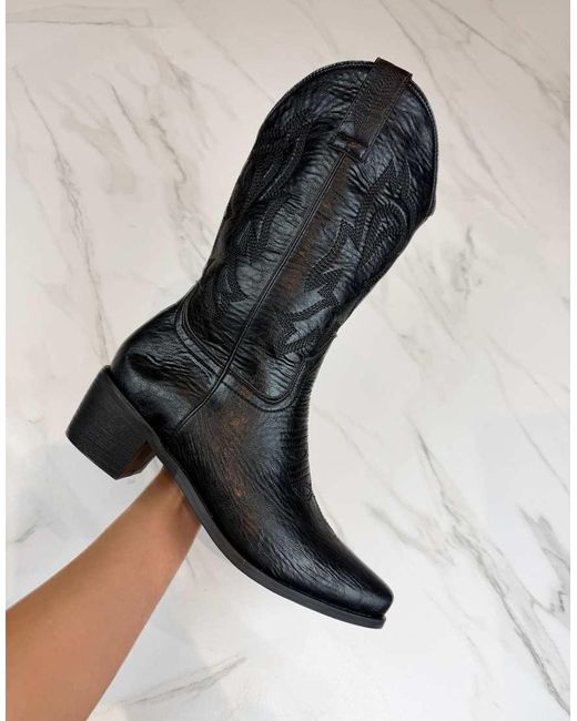 GIA STUDIOS Black Cowboy Western Boots