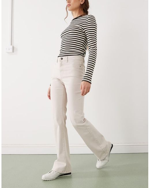 Noisy May White Sallie High Rise Slim Flare Jeans