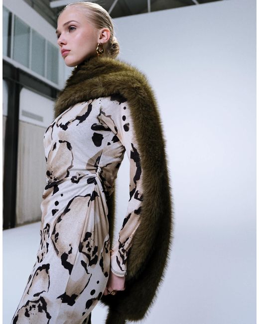knee length dresses for ladies Rent ASOS DESIGN Long Sleeve Midi Dress With Cup Detail In Chocolate