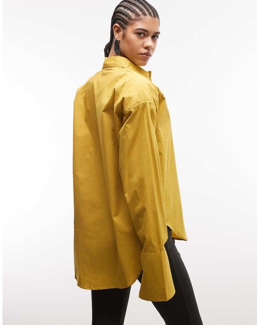 ASOS Yellow Shoulder Pad Detailing Dipped Hem Shirt