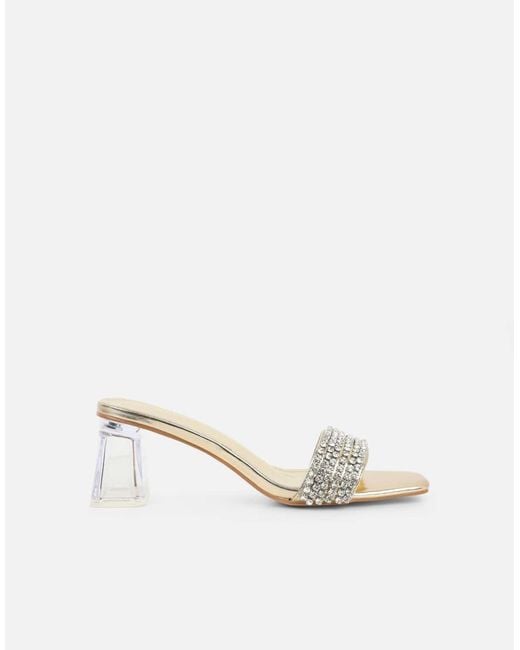 SIMMI Natural Zeena Clear Diamante Mules