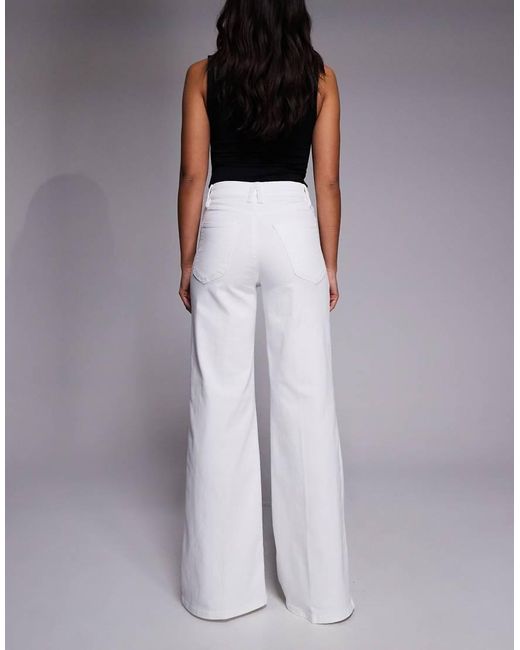 GOOD AMERICAN White Good Waist Front Pocket Detail Wide Leg Palazzo Jeans