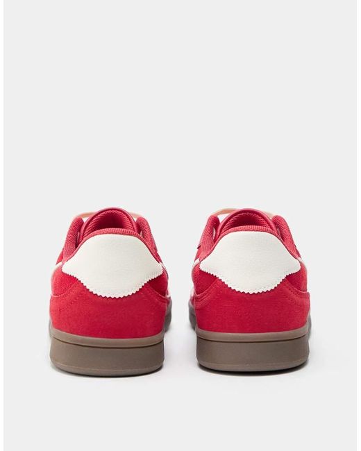 Pull&Bear Red Retro Lace-up Trainers
