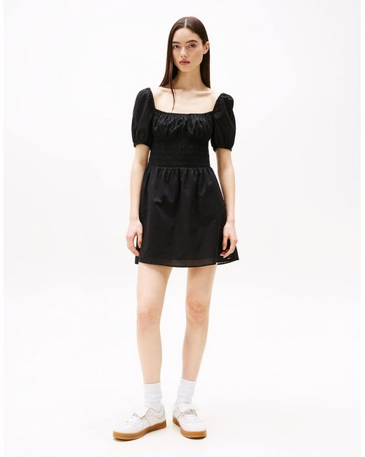 Tommy Hilfiger Black – minikleid aus voile-baumwolle