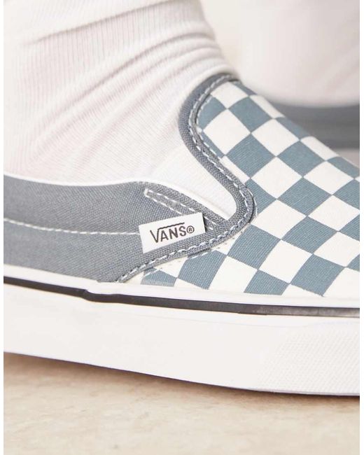 Zapatillas De Deporte A Cuadros Dameros Medio Y Blancos Sin Cierres Slip-On De Classic Vans de color Gray