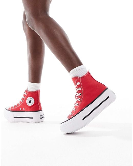 Chuck taylor all star lift hi double stack - baskets montantes Converse en coloris Red