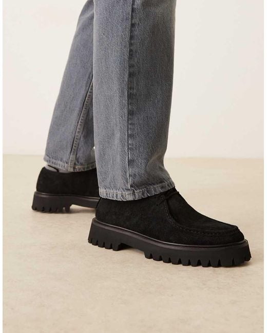 Walk London Black Hopper Apron Shoe for men