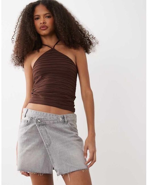 Mango Brown Teen Knitted Halterneck Top