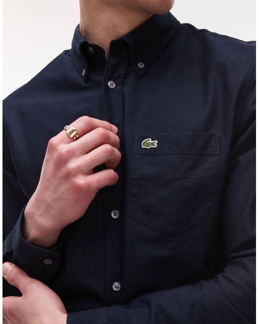 Lacoste – langärmliges hemd in Blue für Herren
