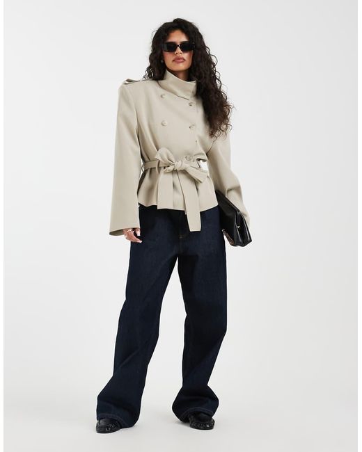 ASOS Natural Extreme Shoulder Crop Trench