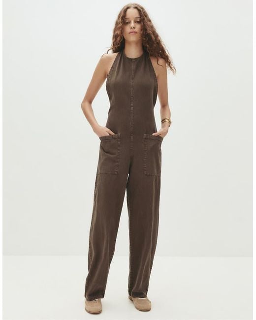 Pull&Bear Natural Long Super Baggy Overalls