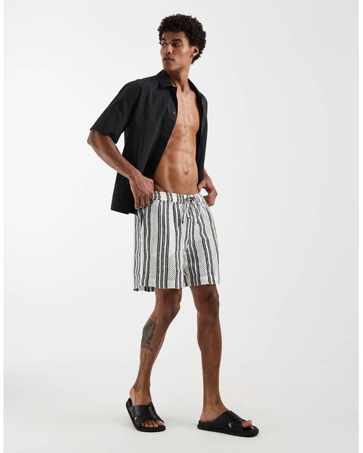 South Beach White Crochet Shorts for men