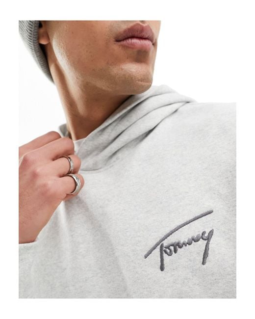 Sweat à capuche décontracté avec logo signature Tommy Hilfiger pour homme en coloris Gray