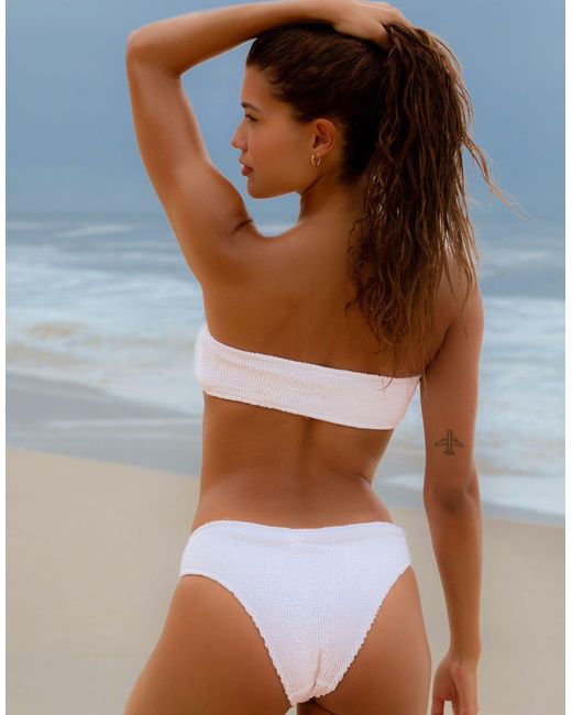 Moda Minx Blue X Agnes Pimentel Scrunch Bandeau Bikini Top With Irregular Hoop Detail