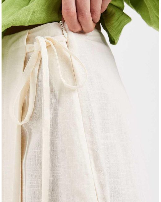 ASOS Green Tie Side Wrap Over Linen Skort