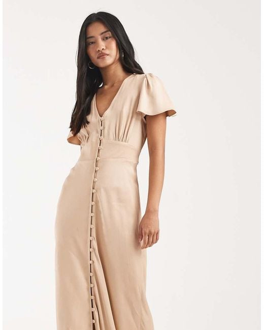 Maids To Measure Natural Bridesmaid Button Front Maxi Dress