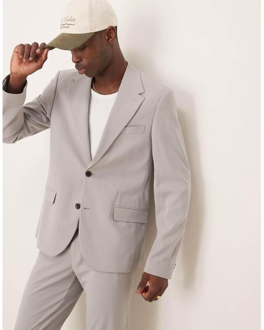 ASOS Natural Four Way Stretch Skinny Fit Suit Jacket for men