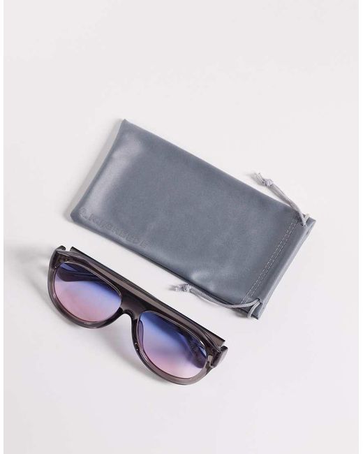 A.Kjærbede Gray Rio Oversized Shield Aviator Sunglasses
