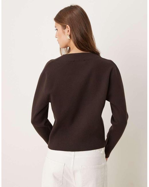 Mango Black Compact Knit Wrap Waist Cardigan With Gold Button