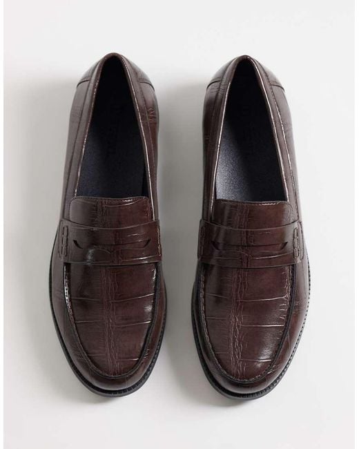 SEQWL Brown Hero Croc Detail Loafers for men