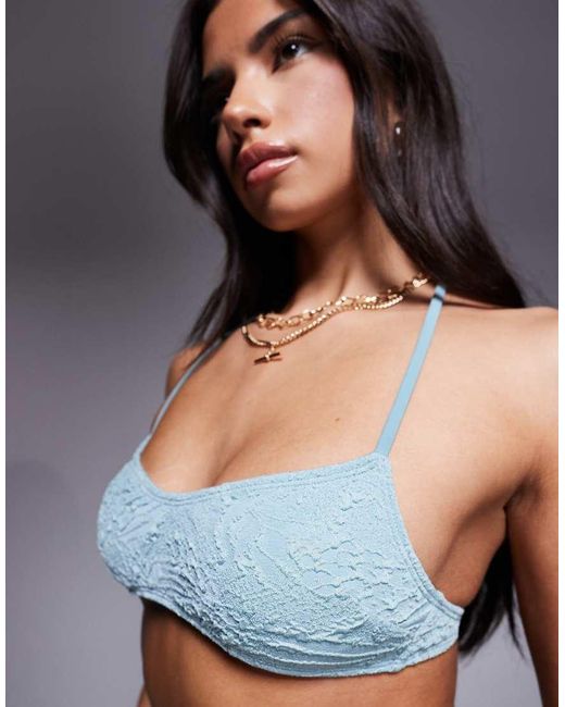 ASOS Blue Cassi Cadiz Skinny Crop Bikini Top
