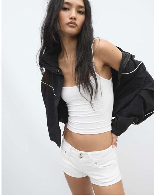 Stradivarius Black Cropped Technical Jacket