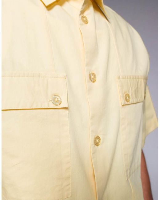 Camisa Amarilla Extragrande De Popelina De ASOS de hombre de color Yellow