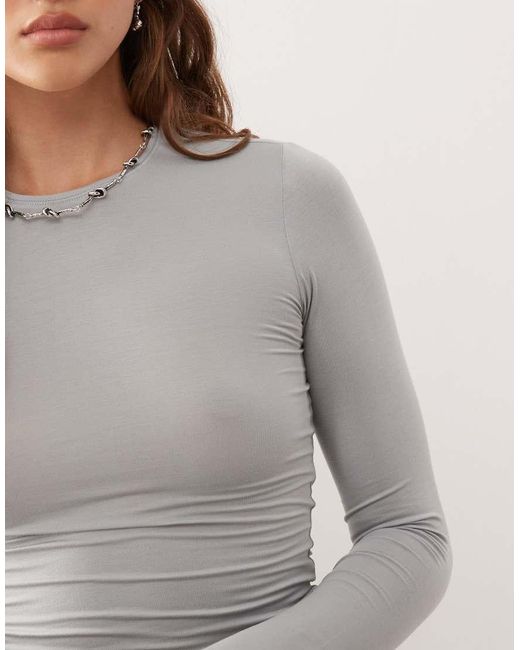 Weekday Gray Slim Fit Super Soft Long Sleeve Top