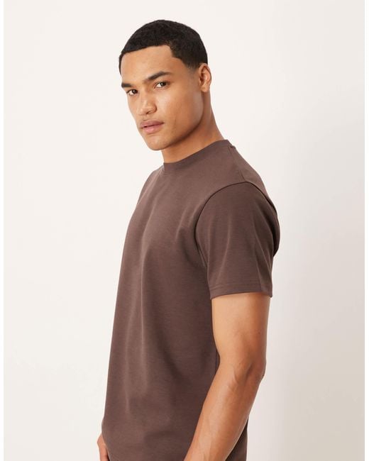 ASOS Brown Breathemaxtm Heavyweight Crew Neck T-shirt for men