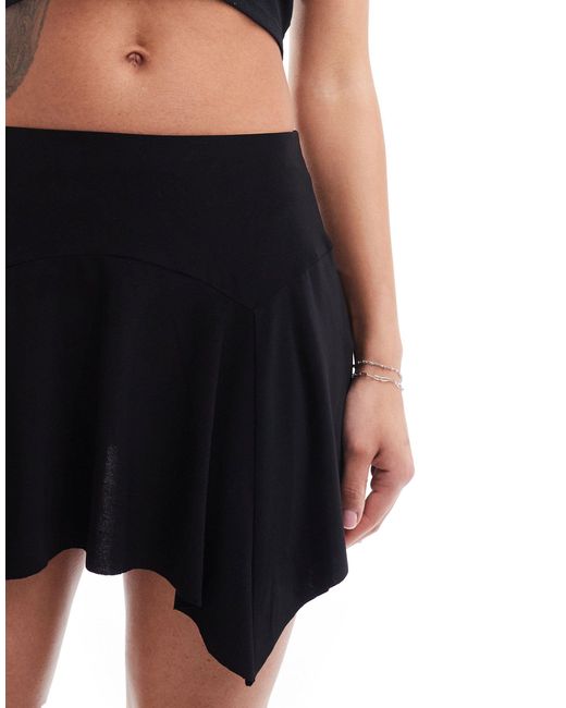 Pull&Bear Black Dipped Hem Mini Skirt