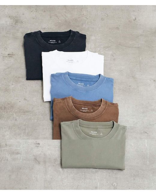 Hollister Blue 5 Pack Boxy Heavyweight T-shirt for men