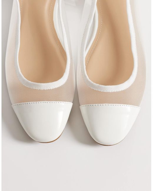 SEQWL White Mesh Slingback Ballet Flats