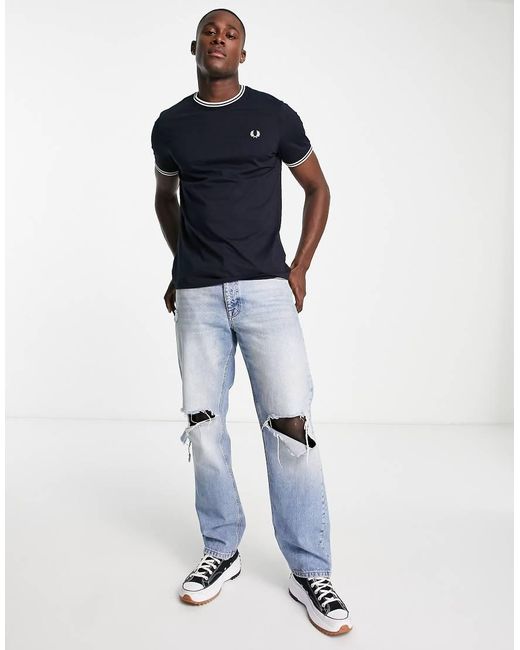 Fred Perry Blue Twin Tipped T-Shirt for men