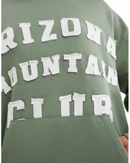 ASOS Green Oversized Hoodie With Arizona Mountain Club Applique Graphic