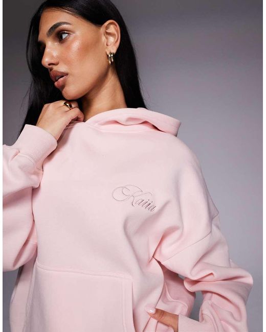 Kaiia Pink Studio Embossed Back Logo Oversized Hoodie Co-Ord