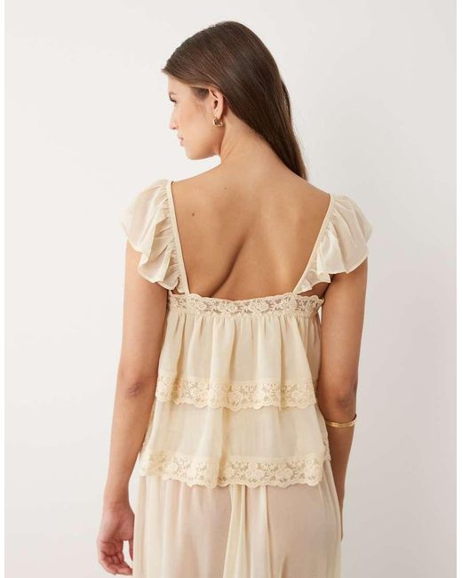 Miss Selfridge Natural Lace Ruffle Cami