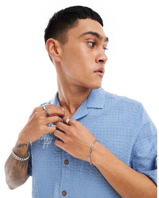ASOS – kurzärmliges oversize-hemd im 90er-stil in Blue für Herren