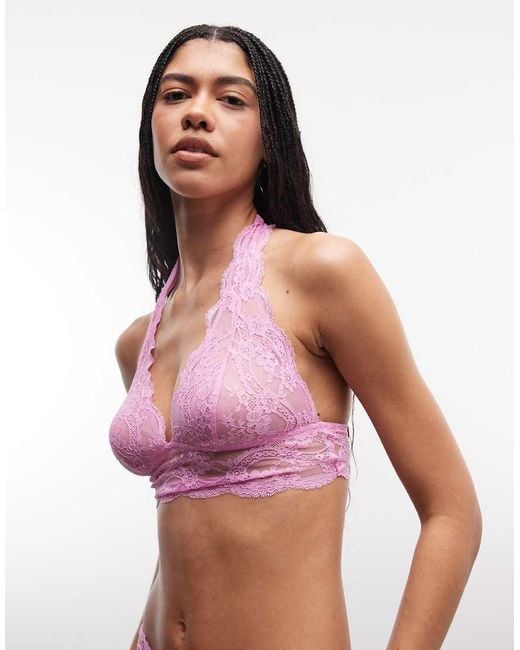 ASOS Purple Lola Lace Halter Neck Bralette