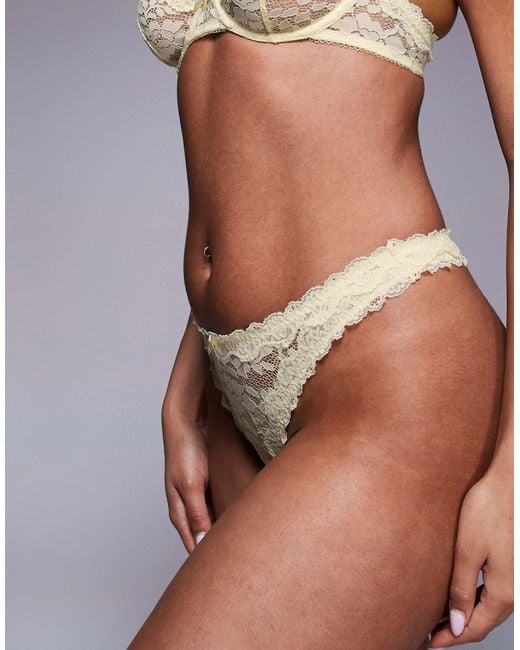 ASOS Gray Hazel All Over Lace T Back Thong With Lace Trim