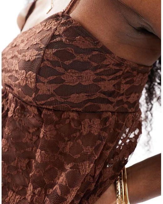 Miss Selfridge Blue Lace Satin Bow Detail Peplum Cami Top