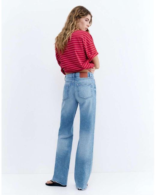 Pull&Bear Blue Straight Wide-leg Jeans